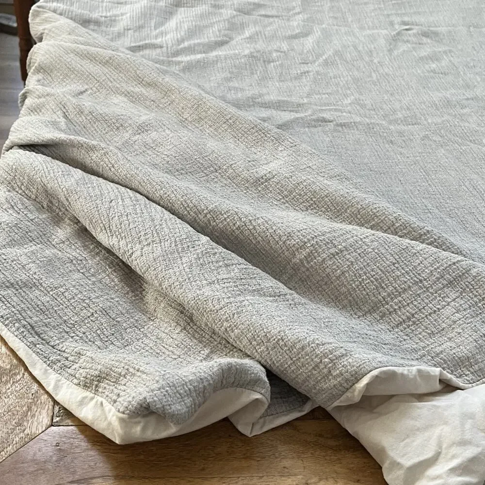 Pottery Barn Duvet Cover Full Queen 92 in x 88 in Gray 100% Cotton Button Close